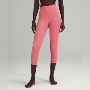 Lululemon Align High-Rise Crop Leggings 21” Size 10 EUC Rose Pink yoga lounge 10